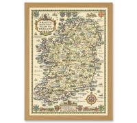 Artery8 Map Taylor 1933 Pratts High Test Plan Ireland Pictorial Artwork Framed Wall Art Print A4 in Light Oak Artery8 Light Oak
