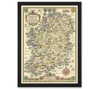 Artery8 Map Taylor 1933 Pratts High Test Plan Ireland Pictorial Artwork Framed Wall Art Print A4 in Black Artery8 Black