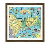 Artery8 Map UPDB 1935 Land Hiawatha Michigan Pictorial Square Wooden Framed Wall Art Print Picture 16X16 Inch