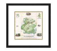 Artery8 Map War American Independence Battle Brooklyn Replica 8X8 Inch Square Wooden Framed Wall Art Print Picture with Mount in Black Artery8 Black