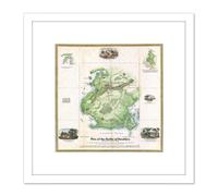 Artery8 Map War American Independence Battle Brooklyn Replica 8X8 Inch Square Wooden Framed Wall Art Print Picture with Mount in White Artery8 White