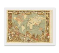 Maps British Empire 1886 Imperial Illustrated People World A4 Artwork Framed Wall Art Print Artery8 White One Size