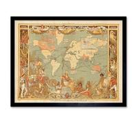 Artery8 Maps British Empire 1886 Imperial Illustrated People World Framed Wall Art Print