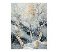 Artery8 Marble Winter Forest Snow Trees Art Living Room Extra Large XL Wall Art Poster Print