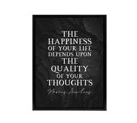 Artery8 Marcus Aurelius Happiness Slate Quote Framed Canvas Wall Art Print in Grey | Size: W18" x H24" Artery8 Grey W18" x H24"