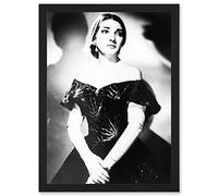 Artery8 Maria Callas Opera Singer Portrait Black White Artwork Framed A3 Wall Art Print