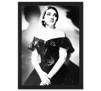 Artery8 Maria Callas Opera Singer Portrait Black White Artwork Framed Wall Art Print A4 Artery8 Black