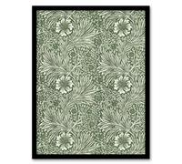 Artery8 Marigold Flower Green Pattern Vintage Framed Wall Art Print W. Morris | Size: W12" x H16" Artery8 Green W12" x H16"