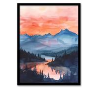 Artery8 Maroon Bells Tranquil Sunset Mountain Landscape Living Room Artwork Framed Wall Art Print 18X24 Inch