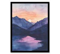 Artery8 Maroon Lake Atmospheric Sunset Mountain Landscape Wall Art Print - A4 Size