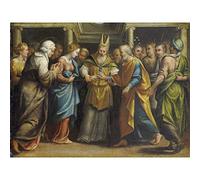 Artery8 Marriage Of Mary And Joseph Wedding Painting Premium Wall Art Canvas Print 18X24 Inch