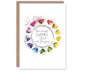 Artery8 Marriage Poem 3 Words 8 Letters I'm Yours Rainbow Blank For Him Or Her Art Wedding Card