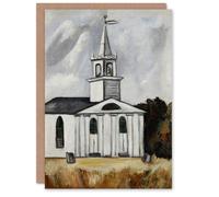 Artery8 Marsden Hartley Art Card Church at Head Tide Maine Blank Greeting Card in Grey Artery8 Grey