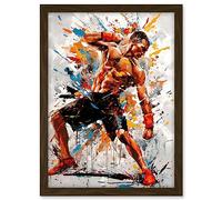 Artery8 Martial Arts Kickboxer Athlete Splat Paint Art Artwork Framed A3 Wall Art Print