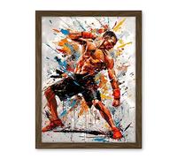 Artery8 Martial Arts Kickboxer Athlete Splat Paint Art Artwork Framed Wall Art Print 18X24 Inch
