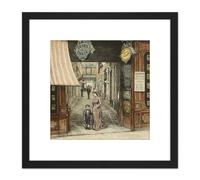Artery8 Martial Road Paris Passage De Opera 1877 Illustration 8X8 Inch Square Wooden Framed Wall Art Print Picture with Mount in Black Artery8 Black