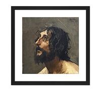 Artery8 Martin Henri Self Portrait As John Baptist Painting 9X9 Inch Square Wooden Framed Wall Art Print Picture with Mount