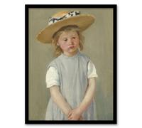 Artery8 Mary Cassatt Framed Wall Art Print Child In A Straw Hat Painting - A4 Size