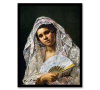 Artery8 Mary Cassatt Framed Wall Art Print Spanish Dancer with Lace Mantilla in Grey | Size: A4 Artery8 Grey A4