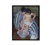 Artery8 Mary Cassatt The Child's Bath Framed Canvas Wall Art Print | Size: W24" x H32" Artery8 Multicolor W24" x H32"