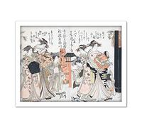 Artery8 Masanobu Courtesans Takikawa Hanaogi Ogiya House Artwork Framed Wall Art Print 18X24 Inch