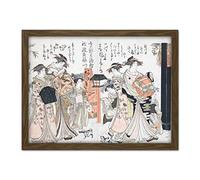 Artery8 Masanobu Courtesans Takikawa Hanaogi Ogiya House Artwork Framed Wall Art Print 18X24 Inch