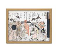Artery8 Masanobu Courtesans Takikawa Hanaogi Ogiya House Artwork Framed Wall Art Print 18X24 Inch
