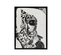 Artery8 Masked Woman with Cape Samuel J De Mesquita Framed Canvas Wall Art in White | Size: W12" x H16" Artery8 White W12" x H16"