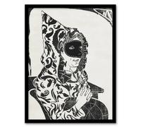 Artery8 Masked Woman with Cape Samuel J De Mesquita Framed Wall Art Print in White | Size: W12" x H16" Artery8 White W12" x H16"
