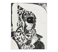 Artery8 Masked Woman with Cape Samuel J De Mesquita Wall Art Poster Print in White | Size: W24" x H32" Artery8 White W24" x H32"