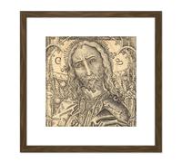 Artery8 Master ES Christ Saviour Engraving Drawing 8X8 Inch Square Wooden Framed Wall Art Print Picture with Mount in Brown Artery8 Brown