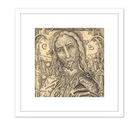Artery8 Master ES Christ Saviour Engraving Drawing 8X8 Inch Square Wooden Framed Wall Art Print Picture with Mount in White Artery8 White