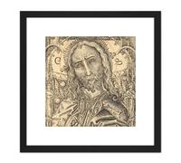 Artery8 Master ES Christ Saviour Engraving Drawing 8X8 Inch Square Wooden Framed Wall Art Print Picture with Mount in Black Artery8 Black