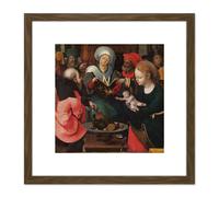 Artery8 Master Lille Adoration Holy Kinship 8X8 Inch Square Wooden Framed Wall Art Print Picture with Mount in Brown Artery8 Brown