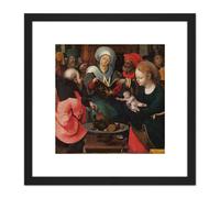 Artery8 Master Lille Adoration Holy Kinship 8X8 Inch Square Wooden Framed Wall Art Print Picture with Mount in Black Artery8 Black