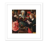 Artery8 Master Lille Adoration Holy Kinship 8X8 Inch Square Wooden Framed Wall Art Print Picture with Mount in White Artery8 White