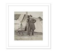 Artery8 Mathew B Brady Ulysses S Grant 8X8 Inch Square Wooden Framed Wall Art Print Picture with Mount in White Artery8 White