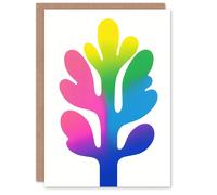 Artery8 Matisse Style Colourful Tree Modern Plant Lover Birthday Greeting Card Artery8 Multicolor