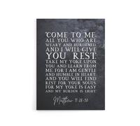 Artery8 Matthew 11 28 30 Come To Me All You Bible Quote Canvas Wall Art Print in Grey | Size: W18" x H24" Artery8 Grey W18" x H24"