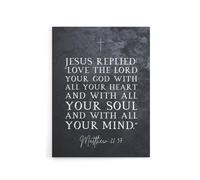 Artery8 Matthew 22 37 Jesus Love The Lord Bible Quote Canvas Wall Art Print in Grey | Size: W18" x H24" Artery8 Grey W18" x H24"