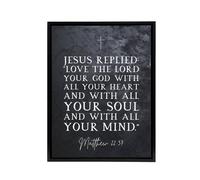Artery8 Matthew 22 37 Jesus Love The Lord Bible Quote Framed Canvas Wall Art Print in Grey | Size: W24" x H32" Artery8 Grey W24" x H32"