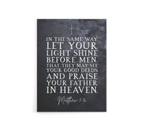 Artery8 Matthew 5 16 Let Your Light Shine Bible Quote Canvas Wall Art Print in Grey | Size: W18" x H24" Artery8 Grey W18" x H24"