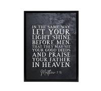 Artery8 Matthew 5 16 Let Your Light Shine Bible Quote Framed Canvas Wall Art Print in Grey | Size: W12" x H16" Artery8 Grey W12" x H16"