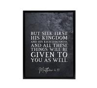 Artery8 Matthew 6 33 See First His Kingdom Bible Quote Framed Canvas Wall Art Print in Grey | Size: W24" x H32" Artery8 Grey W24" x H32"