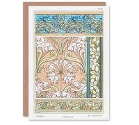 Artery8 Maurice Pillard Verneuil Art Card Daffodil Art Nouveau in Green Artery8 Green