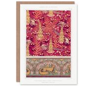 Artery8 Maurice Pillard Verneuil Art Card Flowers Pheasants & Foxes Patterns Artery8 Multicolor