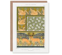 Artery8 Maurice Pillard Verneuil Art Card Swans Butterflies and Deer Patterns