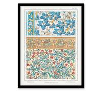 Artery8 Maurice Pillard Verneuil Framed Wall Art Geranium Flower Patterns in Black | Size: A3 Artery8 Black A3