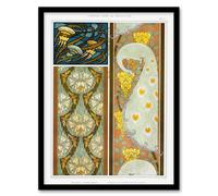 Artery8 Maurice Pillard Verneuil Framed Wall Art Peacock Jellyfish Lily Nouveau Patterns in Brown | Size: A4 Artery8 Brown A4