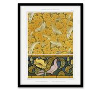 Artery8 Maurice Pillard Verneuil Framed Wall Art Poppy Pigeon & Coral Fish Patterns in Orange | Size: A3 Artery8 Orange A3